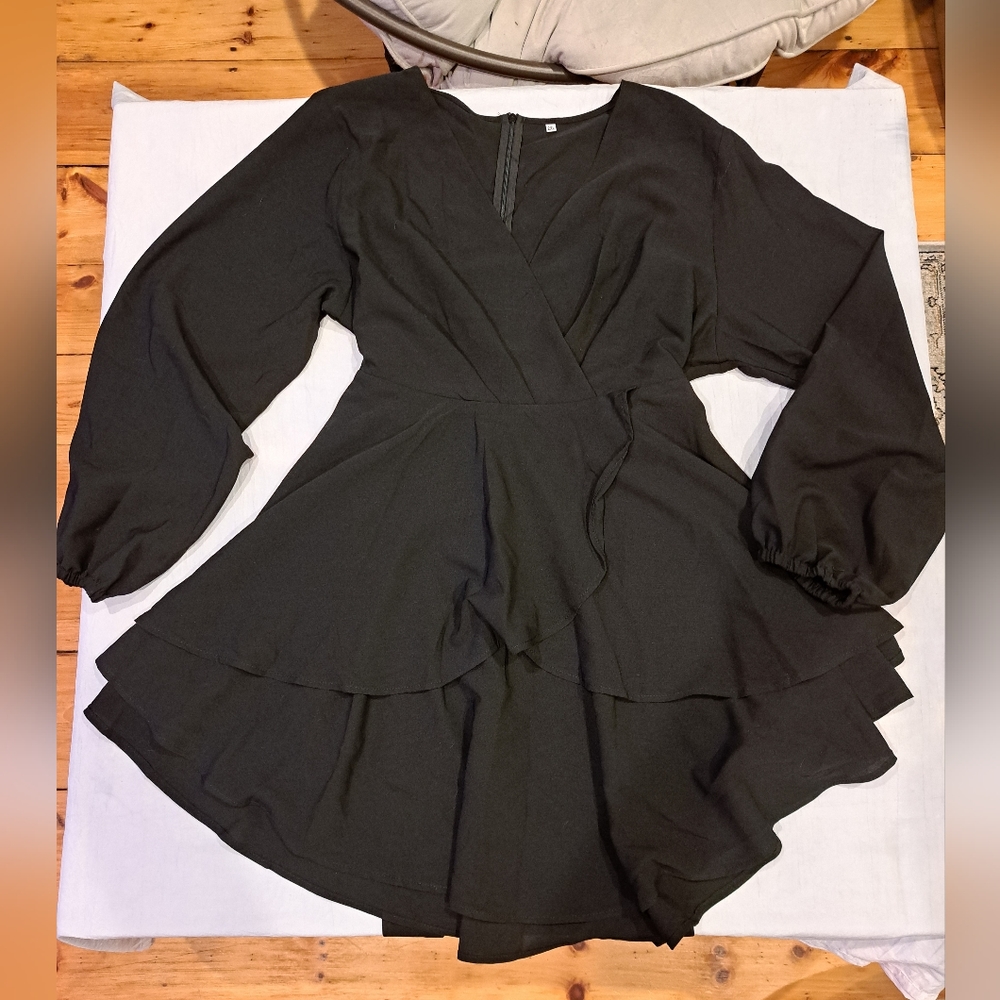 NWOT Black tie mini dress
